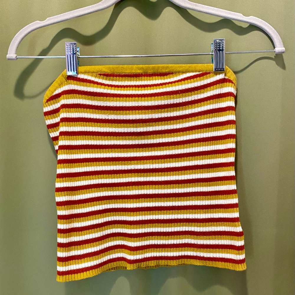 AE ribbed red & yellow tube top